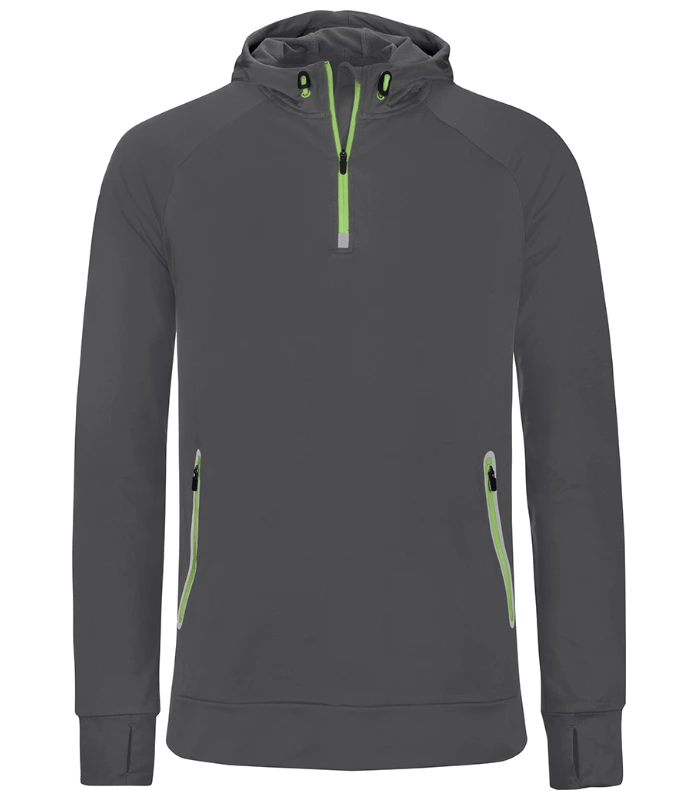 Proact Proact Zip Neck Hooded Sweatshirt in DGY