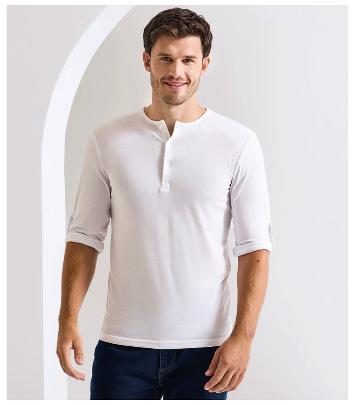 Premier Premier Long John Roll Sleeve T-Shirt in WH/NV