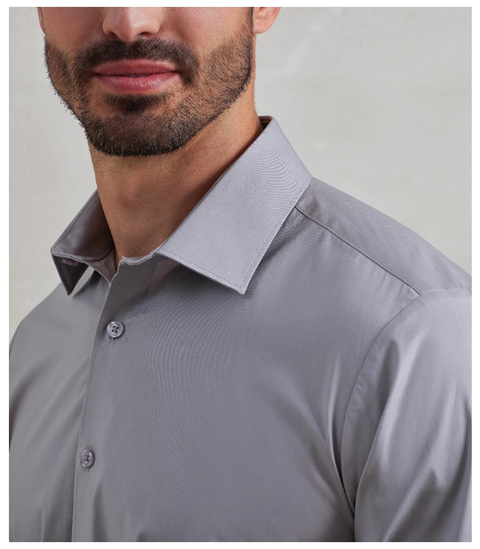 Premier Premier Long Sleeve Stretch Fit Poplin Shirt in PAB