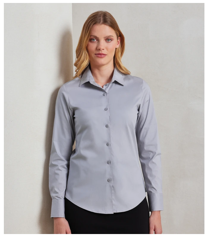 Premier Premier Ladies Long Sleeve Stretch Fit Poplin Shirt