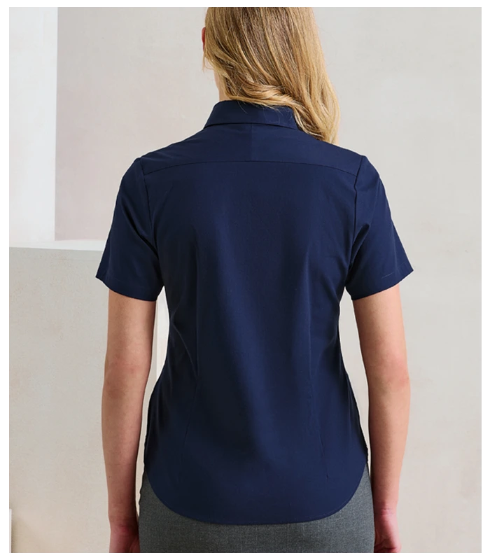 Premier Premier Ladies Supreme Short Sleeve Oxford Shirt in NAV