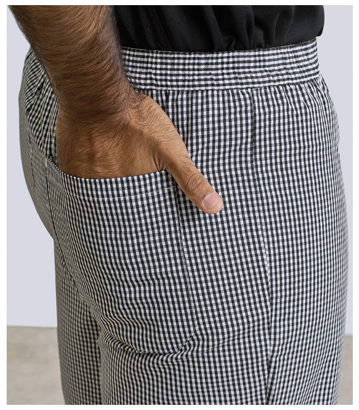 Premier Premier Pull On Chef's Check Trousers in BK/WH
