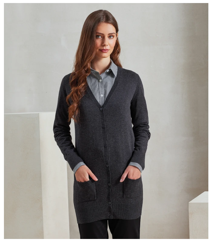 Premier Premier Ladies Longline V Neck Cardigan in CHA