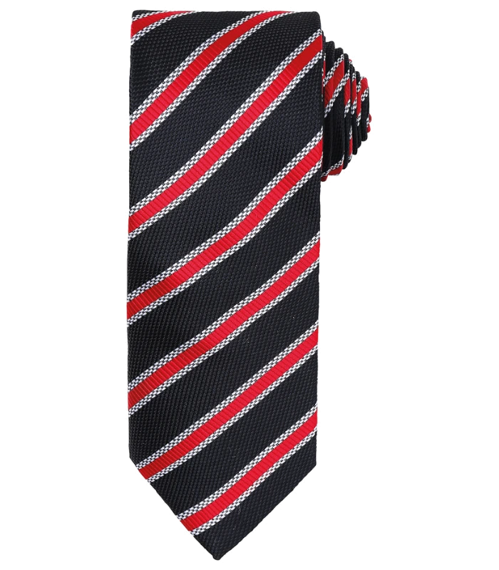 Premier Premier Waffle Stripe Tie in BK/RD