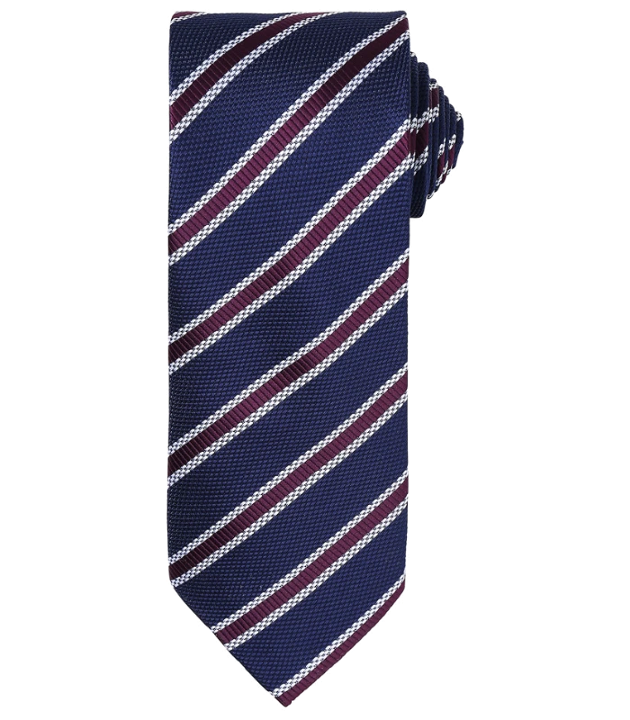 Premier Premier Waffle Stripe Tie in NV/AU