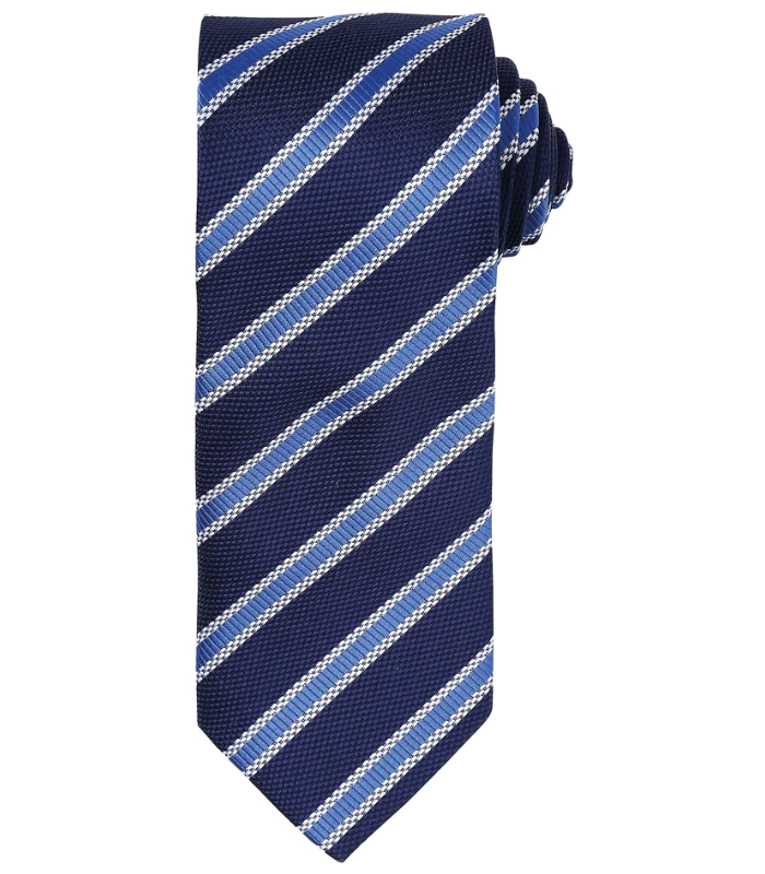 Premier Premier Waffle Stripe Tie in NV/RY