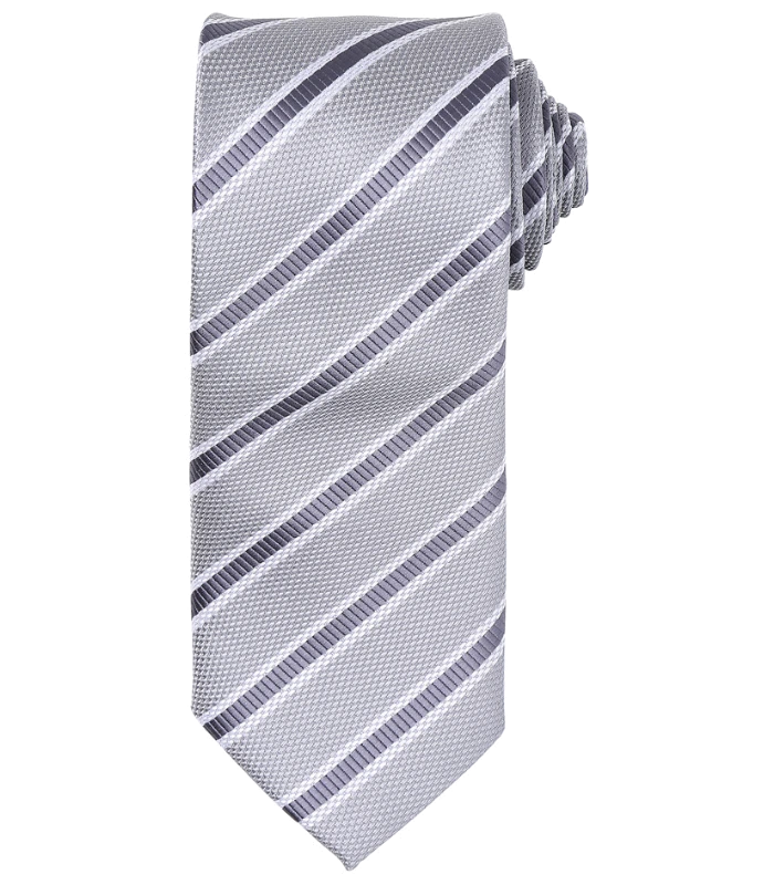 Premier Premier Waffle Stripe Tie in SI/DG