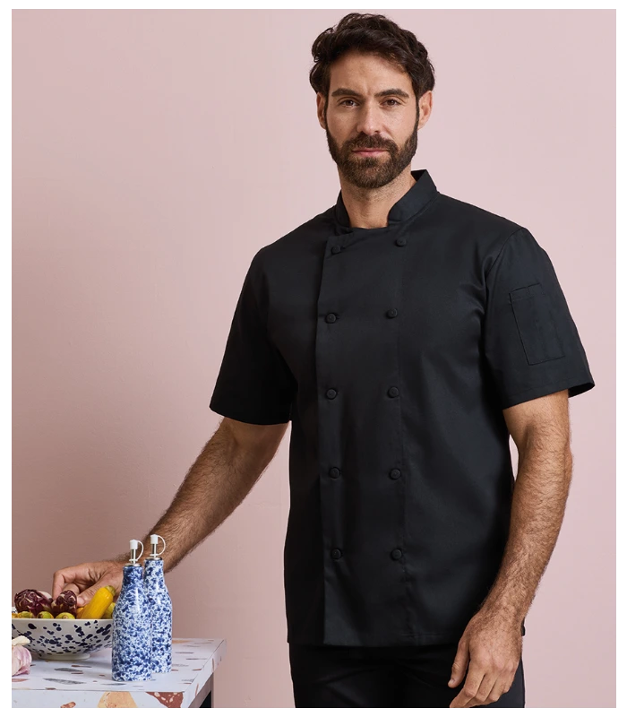 Premier Premier Coolchecker® Short Sleeve Chef's Jacket in WHI