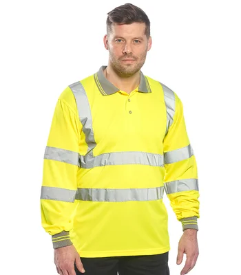 Portwest Portwest Hi-Vis Long Sleeve Polo Shirt in ORA