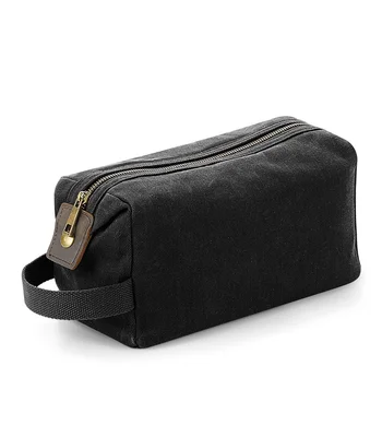 Quadra Quadra Heritage Waxed Canvas Wash Bag in BLK