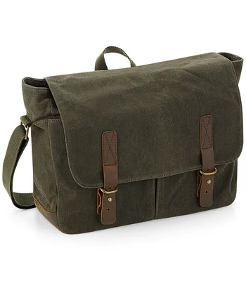 Quadra Quadra Heritage Waxed Canvas Messenger in DSN