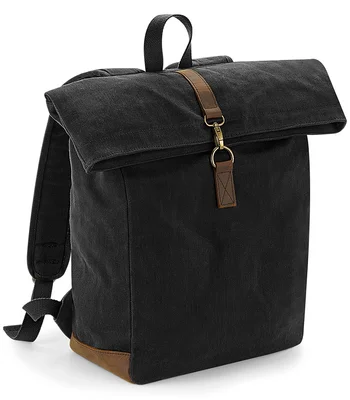 Quadra Quadra Heritage Waxed Canvas Backpack in BLK