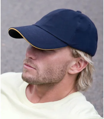 Result Headwear Result Low Profile Heavy Brushed Cotton Cap with Sandwich Peak in NV/YL