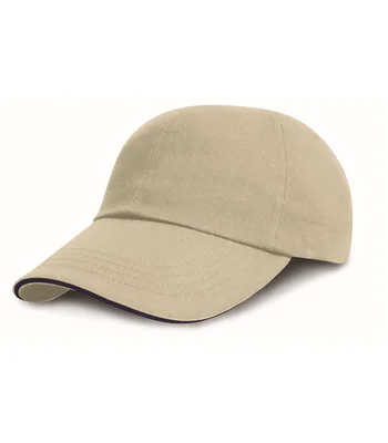 Result Headwear Result Low Profile Heavy Brushed Cotton Cap with Sandwich Peak in BK/RD
