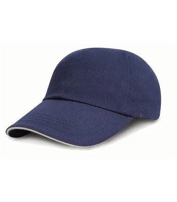 Result Headwear Result Kids Low Profile Heavy Brushed Cotton Cap with Sandwich Peak in BK/RD