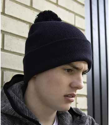 Result Winter Essentials Result Core Pom Pom Beanie in BLK