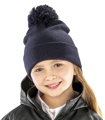 Result Winter Essentials Result Core Kids Pom Pom Beanie in NAV