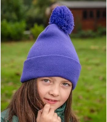 Result Winter Essentials Result Core Kids Pom Pom Beanie in PUR