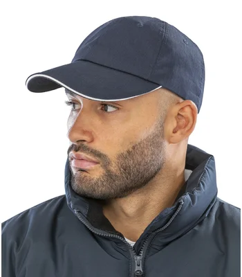 Result Headwear Result Herringbone Cap in NV/WH