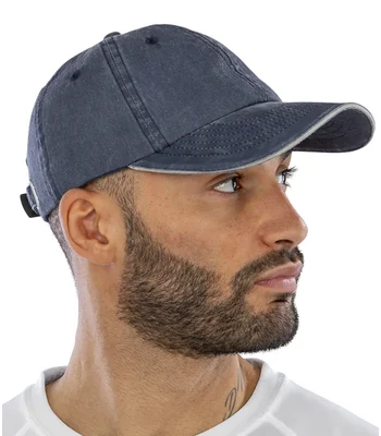 Result Headwear Result Washed Fine Line Cotton Cap in NAV