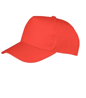 Result Headwear Result Boston 5 Panel Printers Cap in RED
