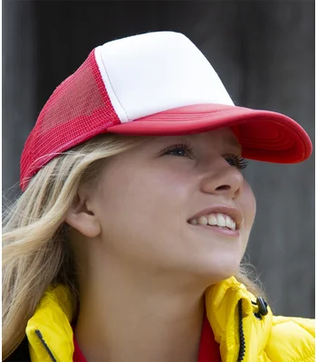 Result Headwear Result Core 1/2 Mesh Truckers Cap in RD/WH