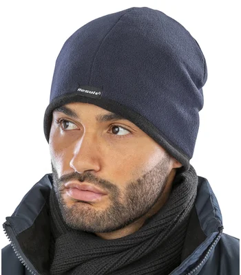 Result Winter Essentials Result Reversible Micro Fleece Bob Hat in BK/NV