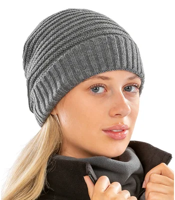 Result Winter Essentials Result Braided Fleece Lined Hat in GRE