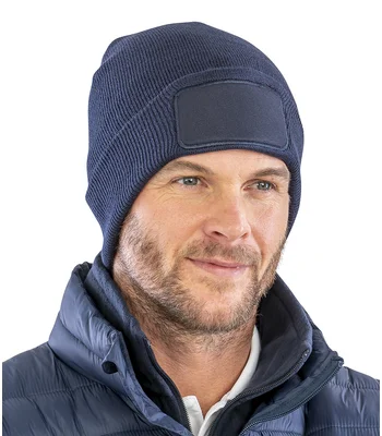 Result Genuine Recycled Result Genuine Recycled Double Knit Printers Beanie in BLK