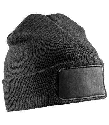 Result Genuine Recycled Result Genuine Recycled Double Knit Printers Beanie in BLK