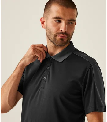 Regatta Professional Regatta Contrast Quick Wicking Piqué Polo Shirt in BK/SE