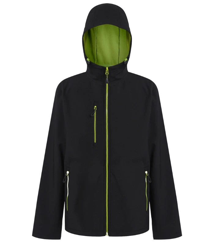 Regatta Professional Regatta Navigate Two Layer Hooded Soft Shell Jacket in BK/LM