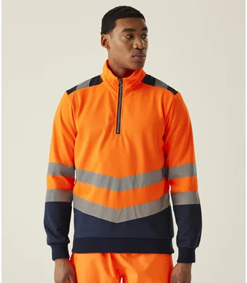 Regatta High Visibility Regatta High Visibility Pro 1/4 Zip Sweatshirt in OR/NV