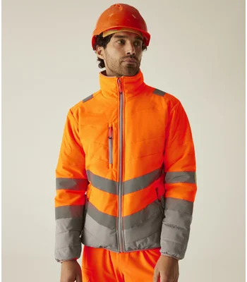 Regatta High Visibility Regatta High Visibility Two Tone Thermal Baffle Jacket in Orange/Grey
