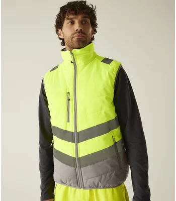 Regatta High Visibility Regatta High Visibility Two Tone Thermal Baffle Bodywarmer in Orange/Grey