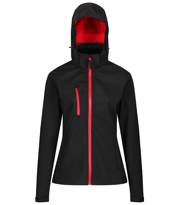 Regatta Professional Regatta Ladies Venturer Three Layer Hooded Soft Shell Jacket in BK/CS