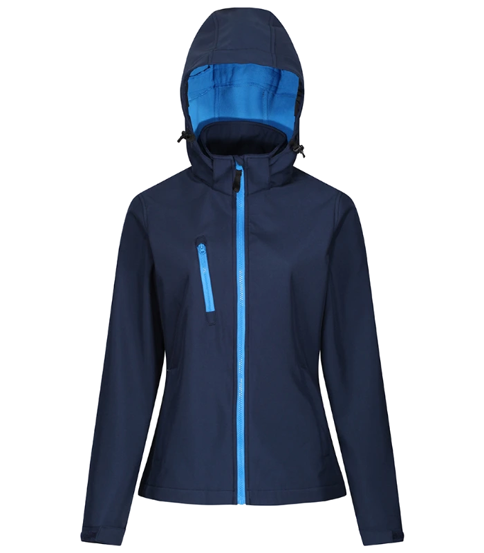 Regatta Professional Regatta Ladies Venturer Three Layer Hooded Soft Shell Jacket in N/FRB