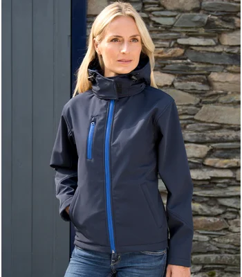 Result Core Result Core Ladies Hooded Soft Shell Jacket in NV/RY