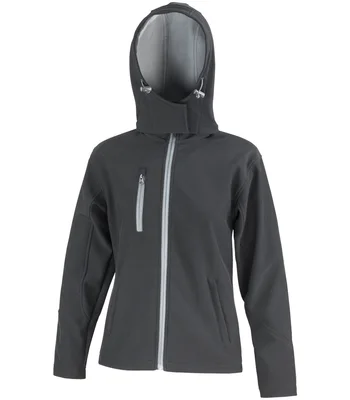Result Core Result Core Ladies Hooded Soft Shell Jacket in BK/GY