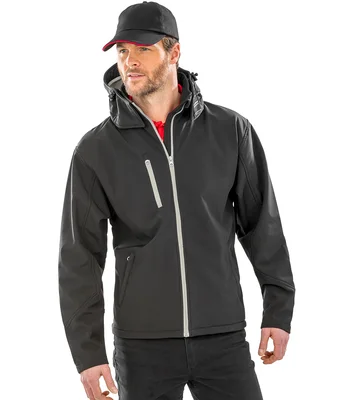 Result Core Result Core Hooded Soft Shell Jacket in BK/GY