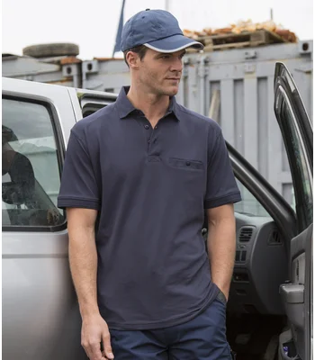 Result Work-Guard Result Work-Guard Apex Pocket Piqué Polo Shirt in NAV