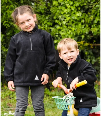 Result Result Kids/Youths Zip Neck Polartherm™ Fleece in BLK