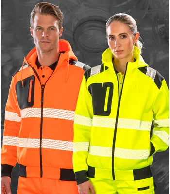 Result Genuine Recycled Result Genuine Recycled Safety Zip Hoodie in FLO