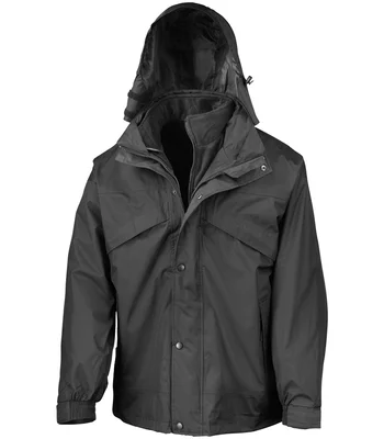 Result Result 3-in-1 Waterproof Zip and Clip Fleece Lined Jacket in RY/BK