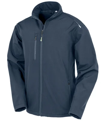 Result Genuine Recycled Result Genuine Recycled Three Layer Printable Soft Shell Jacket in NAV