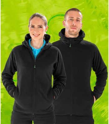 Result Genuine Recycled Result Genuine Recycled Hooded Micro Fleece Jacket in BLK