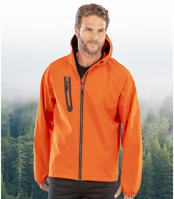 Result Genuine Recycled Result Recycled Three Layer Printable Hooded Soft Shell Jacket in OR/NV