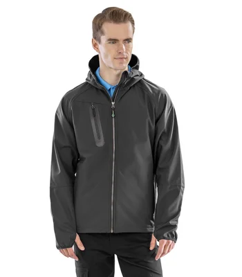 Result Genuine Recycled Result Recycled Three Layer Printable Hooded Soft Shell Jacket in OR/NV