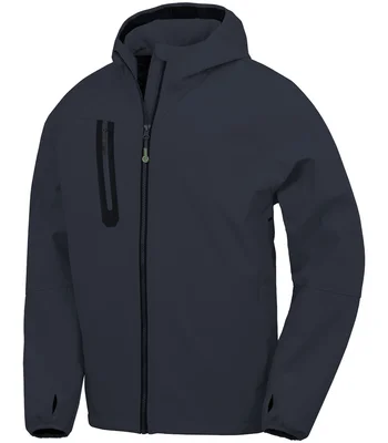 Result Genuine Recycled Result Recycled Three Layer Printable Hooded Soft Shell Jacket in BK/BK