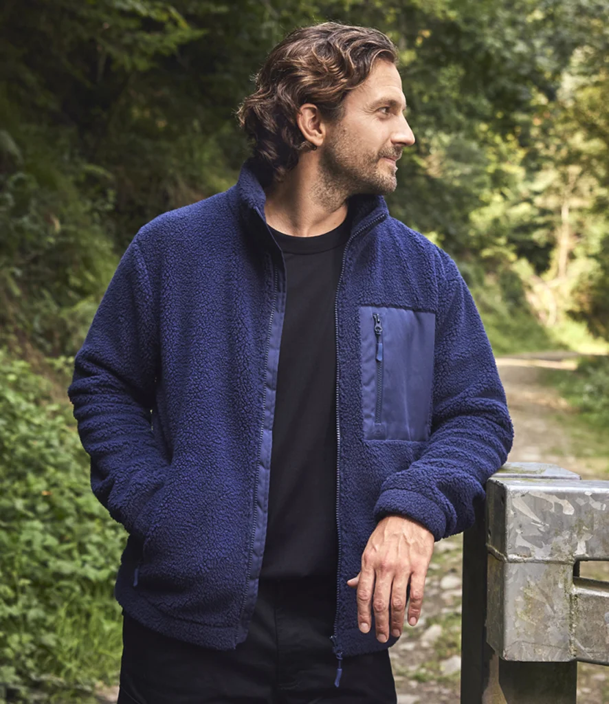 Ravine Ravine Unisex Full Zip Borg Fleece Jacket in Black